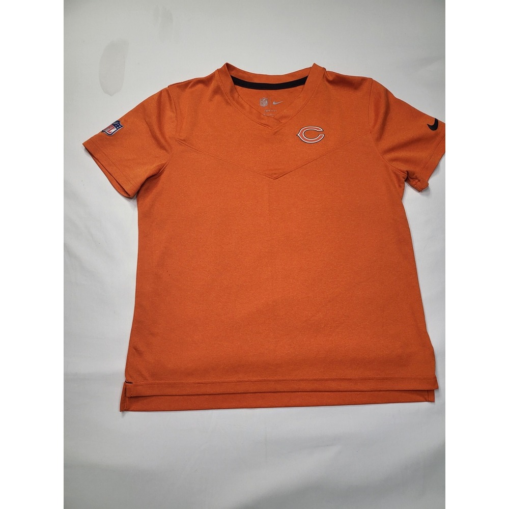 Nike NFL Chicago Bears Dri-FIT Orange V-Neck T-Shirt Womens‎ Medium
